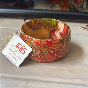 Iris Design Red and Gold Paisley Bracelet handmade in Israel